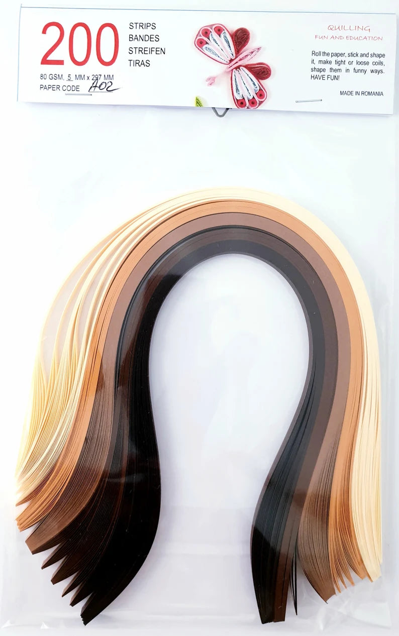 Lively Paper Creations A01 - Brown Shades - Mixed Pack Quilling Paper Strips