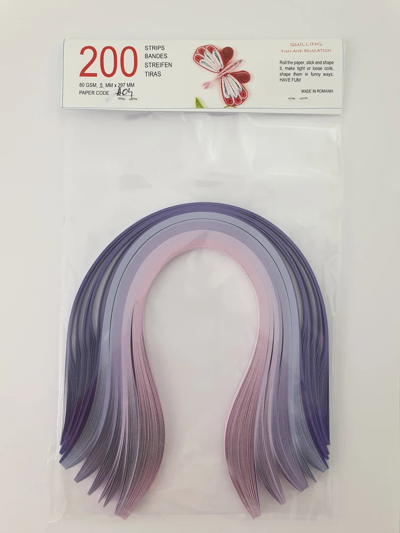 Lively Paper Creations A04 - Purple Shades - Mixed Pack Quilling Paper Strips