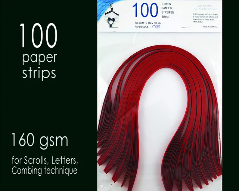 Lively Paper Creations C60 - Christmas Red - Cardstock Solid Color Quilling Paper Strips