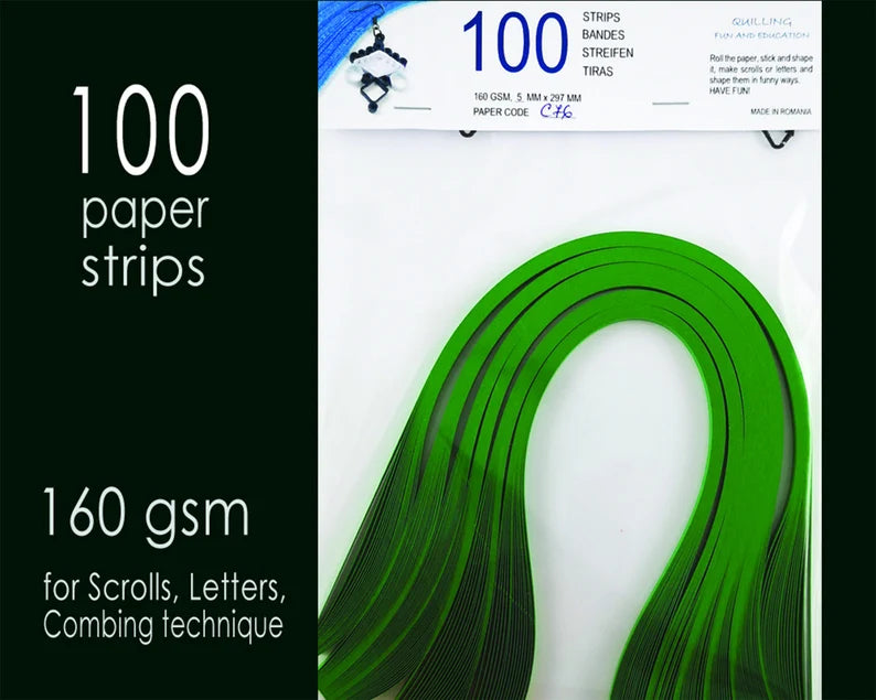 Lively Paper Creations C76 - Christmas Green - Cardstock Solid Color Quilling Paper Strips