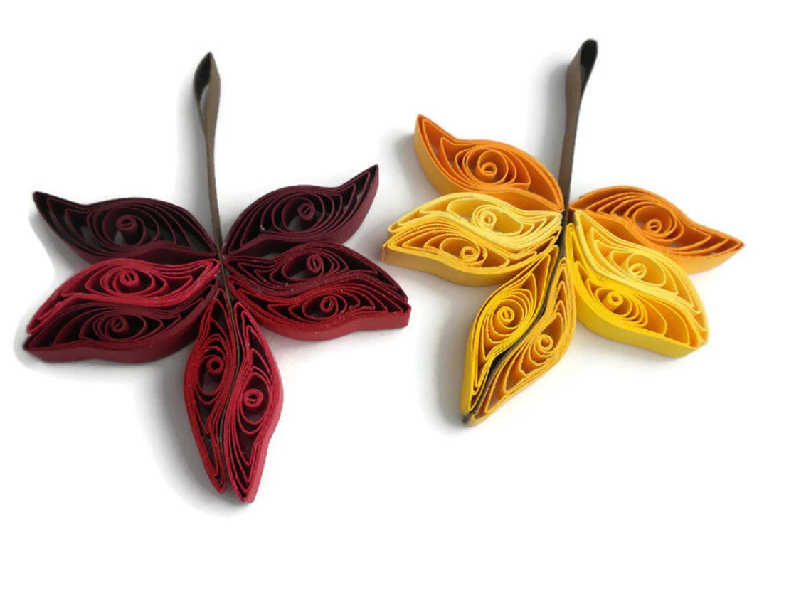 Quilling Autumn Leaves DIY kit with step-by-step tutorial by Her Paper Paradise