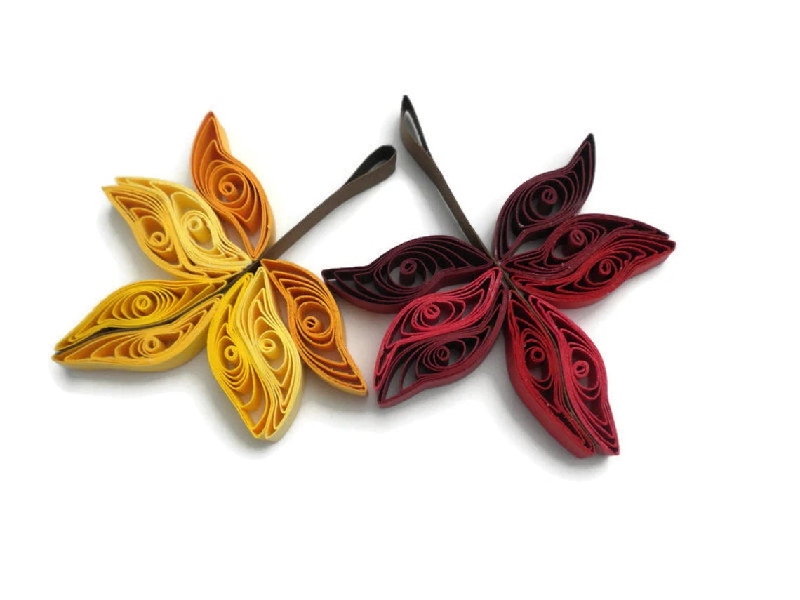 Quilling Autumn Leaves DIY kit with step-by-step tutorial by Her Paper Paradise