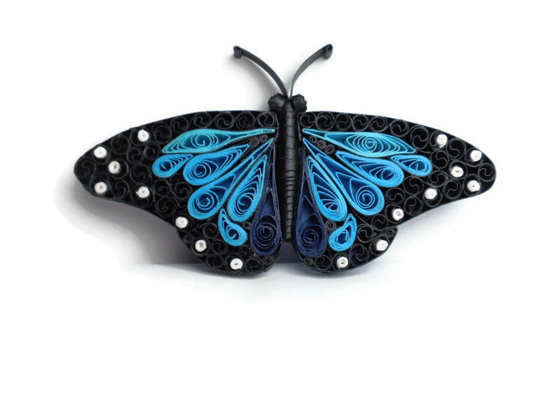 Quilling Butterfly DIY fridge magnet kit with step-by-step tutorial by Her Paper Paradise