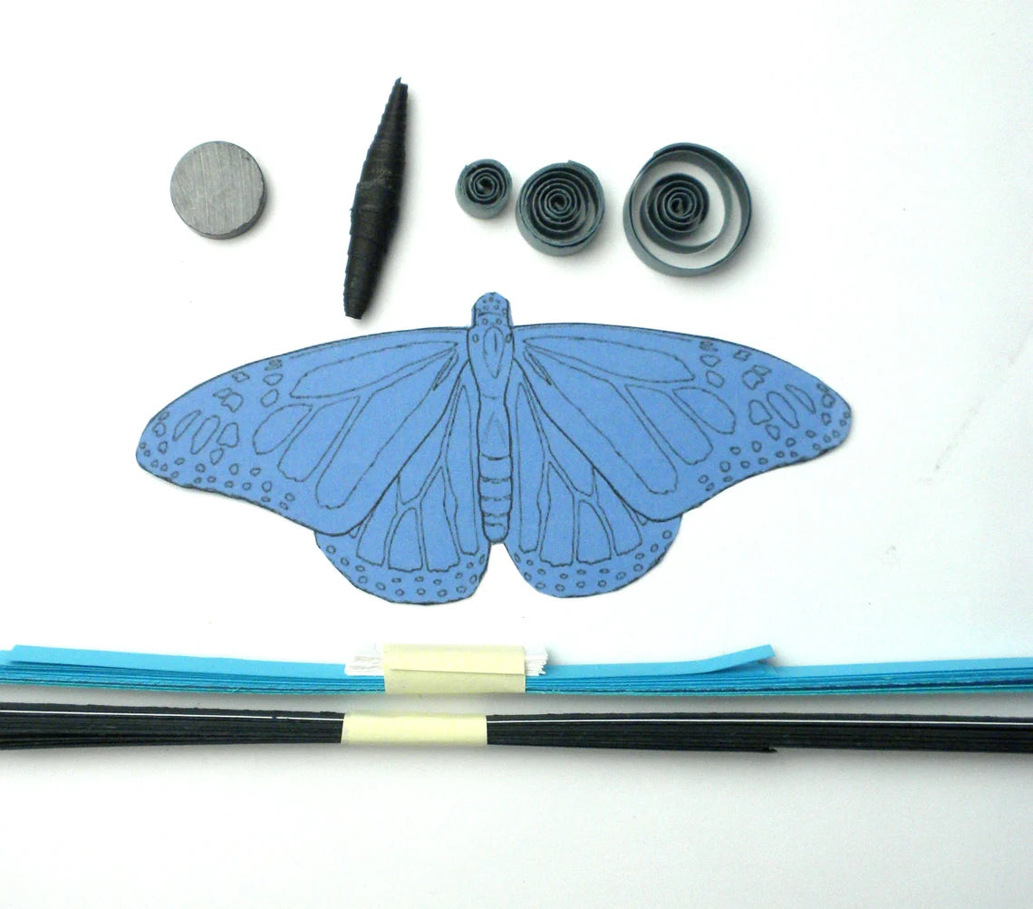 Quilling Butterfly DIY fridge magnet kit with step-by-step tutorial by Her Paper Paradise