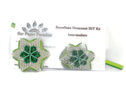 Quilling Green Snowflake Ornament DIY kit with step-by-step tutorial by Her Paper Paradise