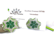 Quilling Green Snowflake Ornament DIY kit with step-by-step tutorial by Her Paper Paradise