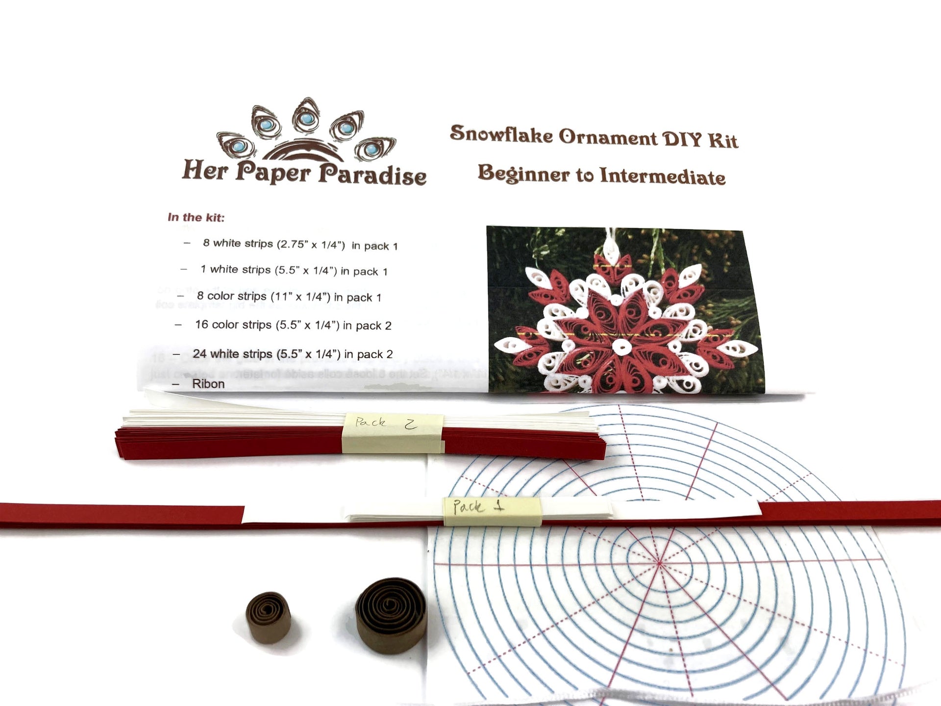 Quilling Snowflake DIY kit with step-by-step tutorial by Her Paper Paradise