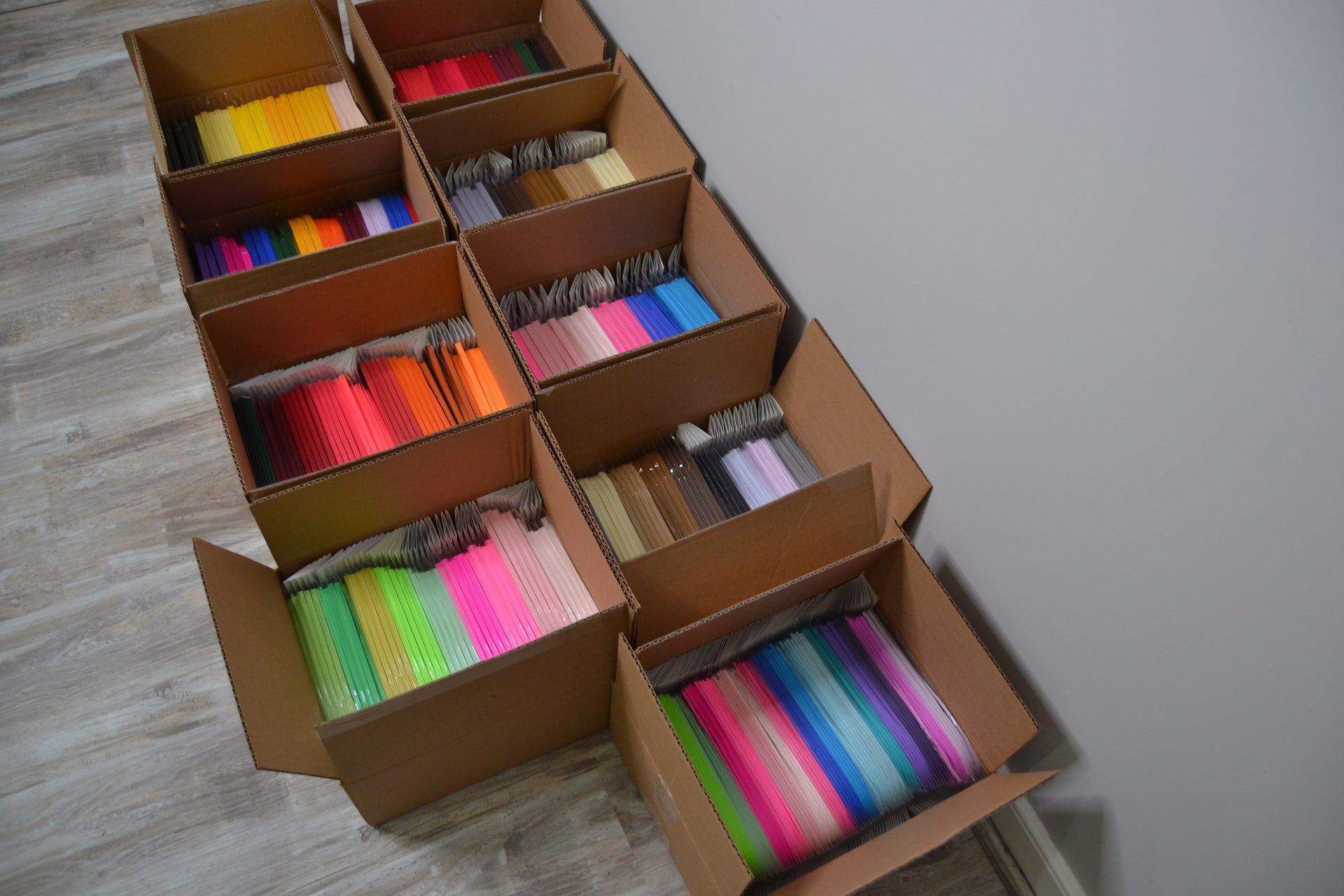 Large selection of colorful quilling paper strips