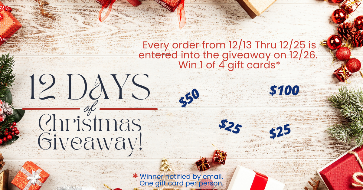 Win one of four gift cards in our Twelve Days of Christmas Giveaway!