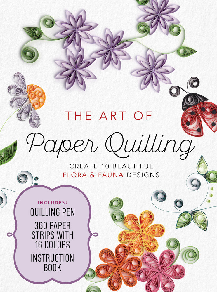 The Art of Paper Quilling Kit: Create 10 Beautiful Flora and Fauna Designs - Includes: Quilling Pen, 360 Paper Strips with 16 Colors, Instruction - Louie, Cecelia - New