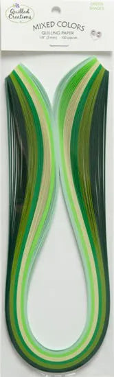 Quilled Creations 2520 - Green Shades - Mixed Pack Quilling Paper Strips