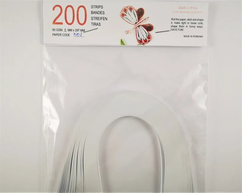 Lively Paper Creations X01 - White - Solid Color Quilling Paper Strips