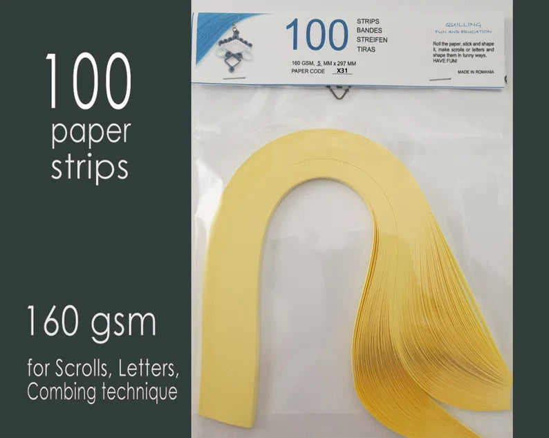 Lively Paper Creations X31 - Yellow - Cardstock Solid Color Quilling Paper Strips