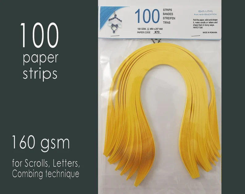 Lively Paper Creations X73 - Canary Yellow - Cardstock Solid Color Quilling Paper Strips