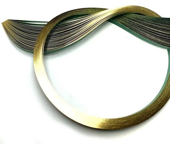Quilled Creations 1820 - Gold Edge on Forest Green Quilling Paper Strips