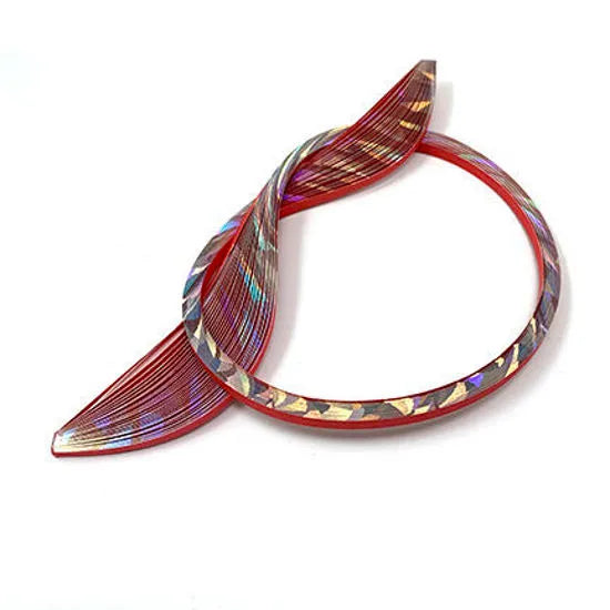 Quilled Creations 1895 - Silver Holofoil on Red Quilling Paper Strips