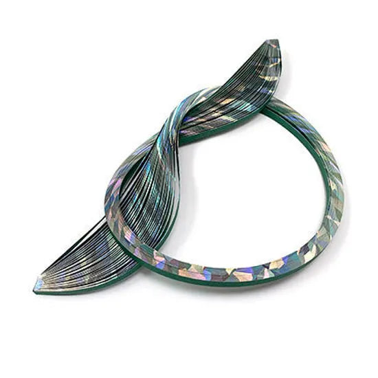 Quilled Creations 1900 - Silver Holofoil on Forest Green Quilling Paper Strips