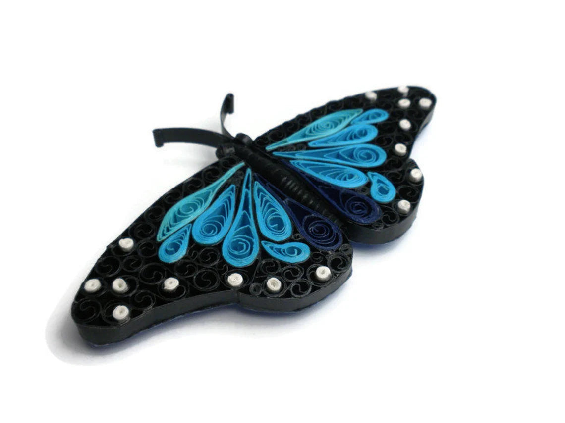 Quilling Butterfly DIY fridge magnet kit with step-by-step tutorial by Her Paper Paradise