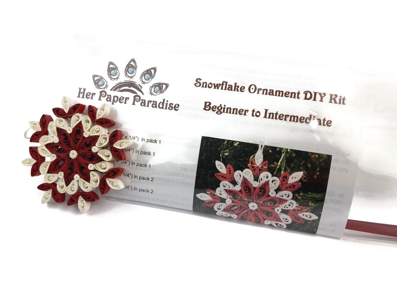 Quilling Snowflake DIY kit with step-by-step tutorial by Her Paper Paradise